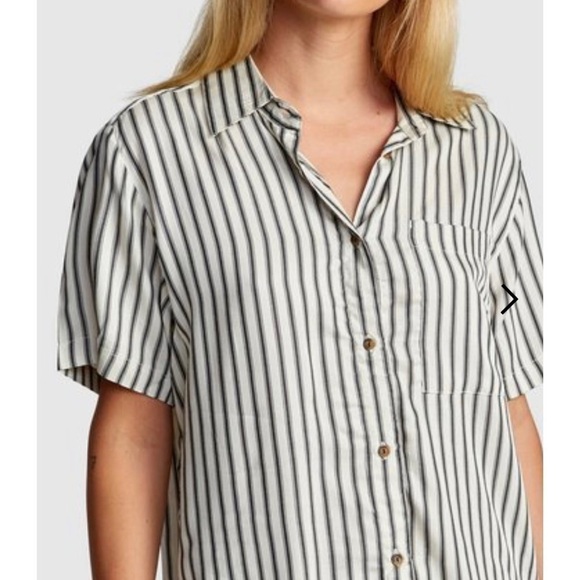 RVCA Sunday Collection Take It Easy Striped Button Up Shirt Blouse - Picture 3 of 12
